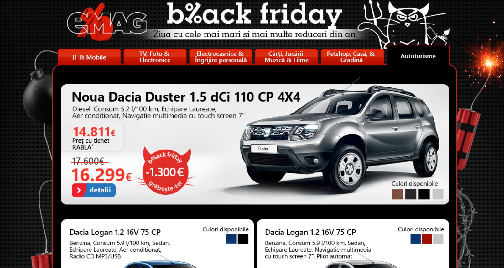 Black Friday 2013. eMAG a vândut 4 mașini în primele trei minute de la
