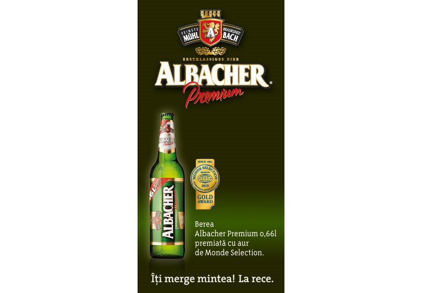 Berea Albacher Premium 0,66l premiată cu aur de Monde Selection ...