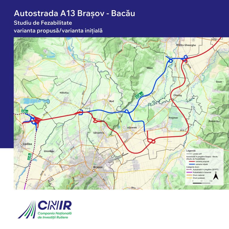 Autostrada A13 Brașov - Bacău, mai scumpă cu jumătate de miliard de euro din cauza "cocoașelor", cu 18 km în plus. Alternativa propusă de Construim România - Economica.net