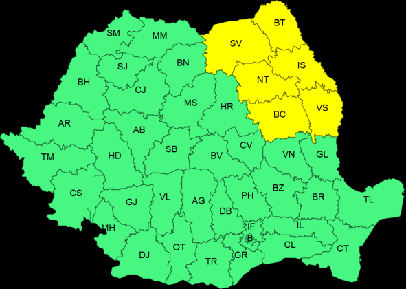 Cod portocaliu de averse torenţiale în regiunile montane și nordul Moldovei