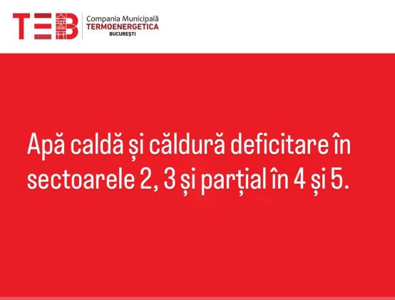 Avarie la CET Sud. Apa caldă și căldura, deficitare în patru sectoare din Capitală