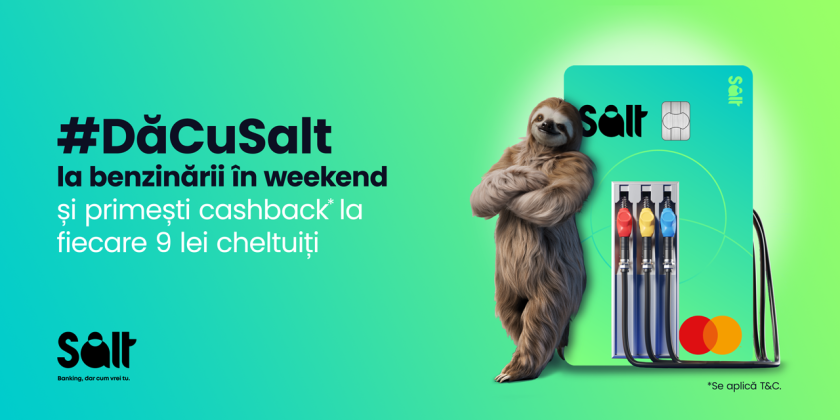 Salt Bank oferă cashback la benzină: primești 20 de bani pe litru, în două weekend-uri consecutive