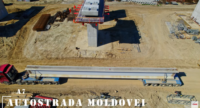 VIDEO Autostrada Focșani – Bacău: UMB montează grinzi la viaductul uriaș peste mlaștină, ultima mare „redută” de cucerit pe A7